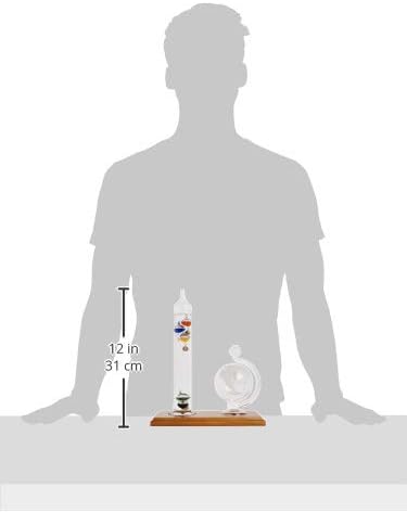AcuRite 00795A2 Galileo Thermometer with Glass Globe Barometer, Barometer Set, Glass/Wood, 3