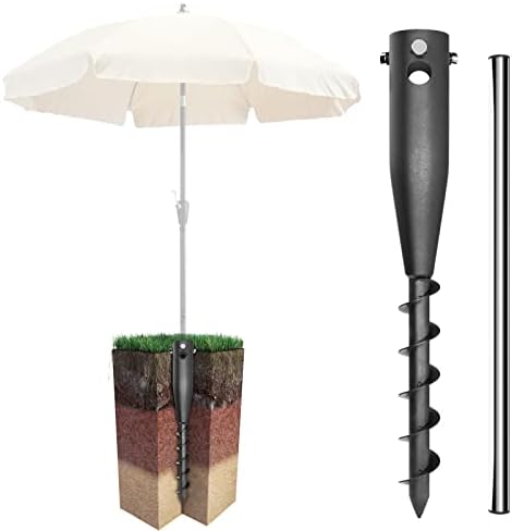 DEROFIT Portable Umbrella Base: Heavy Duty Sand Anchor for Umbrella, Flag, Christmas Tree, Fishing Rod - For Patio, Beach and Outdoor Use