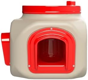 OverEZ Compact Chicken Feeder - Holds 25 Pounds of Feed - Inside or Outside Hen Coop - Large Gravity Fed Automatic Poultry Food Dispenser - No Waste Rainproof Design