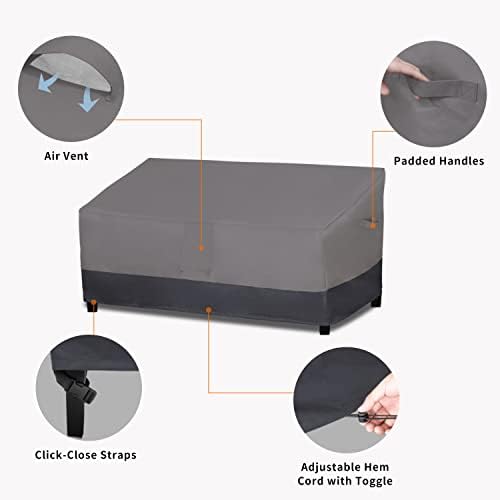 Easy-Going Outdoor Couch Cover - Heavy Duty 3-Seater Patio Sofa Cover - Windproof, Durable (70Wx38Dx35H inch, Gray/Dark Gray)