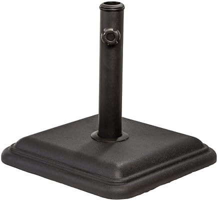 US Weight 26 Pound Umbrella Base - Cast Stone Outdoor Umbrella Stand - for Use with Umbrella Poles 1.3" to 1.8" - Designed to be Used with Patio Table - Black