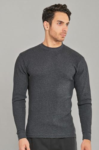 Men's Classic Waffle-Knit Heavy Thermal Top (XL, Charcoal)