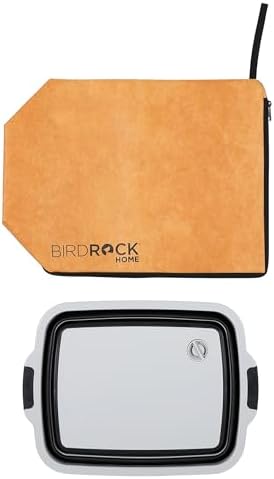 BIRDROCK HOME Collapsible Large BBQ Prep Tub & BBQ Resting Bag - Multi-Function Grill Caddy w/Colander & Lid, Portable Silicone Dish Bowl for Picnic, Tailgate, Camping