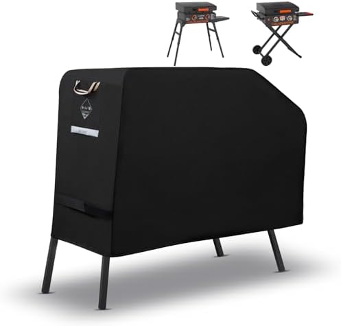 Griddle Cover for Blackstone 22 inch with Hood & Stand【Upgrade-600D Heavy Duty Fabric】 Waterproof UV & Fade Resistant Griddle Cover for Blackstone 17 and 22 inch Grill with Straps & Air Vents