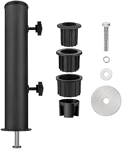 SLIIMU Universal Granite Umbrella Stand Tube Outdoor,Outside Stone Umbrella Stainless Steel Tube Base,Heavy Duty Marble Flag Pole Stake Holder,Table Umbrella Tube Bracket,DIY Umbrella Tube Mount-Black