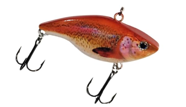 2 3/4" DDT Lipless Crankbait for Bass Fishing Lure Vibe Trap Crank Bait Lifelike Bait Sink (Rainbow Trout)