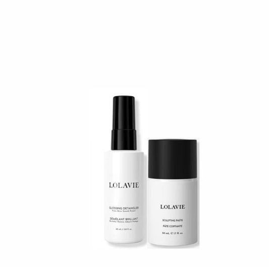 LolaVie Sculpting Paste & Glossing Detangler Travel Size - Your Perfect Hair Style Duo