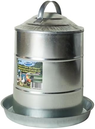 Farm Tuff Double Wall Cone Top Galvanized Metal Automatic Poultry Fountain Waterer for Chickens, 3 Gallon Capacity