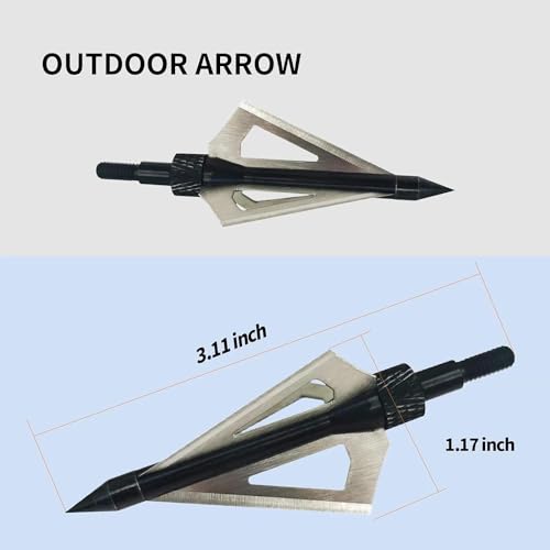 AREYCVK Archery Broadheads, 100 Grains Screw in Arrow Archery 3 Blades Hunting Heads Arrow Tips Compatible Crossbow& Compound Bow with Broadhead Storage Case (12PCS) (Black)