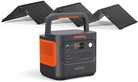 Jackery Explorer 2000 v2 Solar Generator and 500W Solar Panel, 2042Wh LiFePO4 Power Station, 2200W AC Output, 1 Hour Fast Charging for Emergencies, Power Outages, Camping