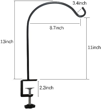Deck Hook for Railing 4 Pack Deck Bird Feeder Pole with 2.2 Inch Strengthened Clamp for Hanging Bird Feeders, Lanterns, Wind Chimes, Flower and Plant Baskets