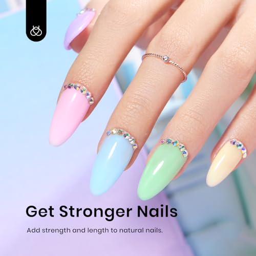 Beetles Builder Gel for Nails, 6 Colors 7 in 1 Summer Building Nail Gel for Nail Apex and Extension in Strengthener Hard Gel Macaron Pink Blue Green Yellow Purple Glitter Pastel Gel Polish