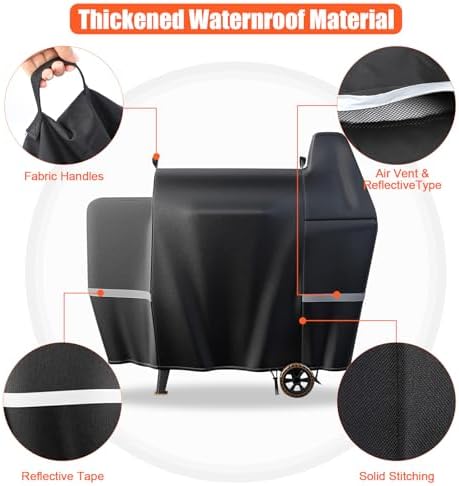 Upgraded Grill Cover for Pit Boss 850 DX, 820 Competition Series, Z Grill 700, 600D Wood Pellet Smoker Cover for 820 Deluxe, 820D, 820FB, Sportsman 820 Series Wood Pellet Grills