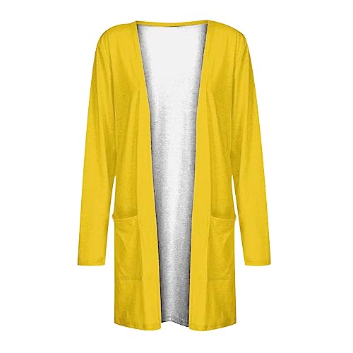 Lightweight Cardigan for Women 2024 Fall Casual Solid Long Sleeve Open Front Cardigans Outwear with Pockets