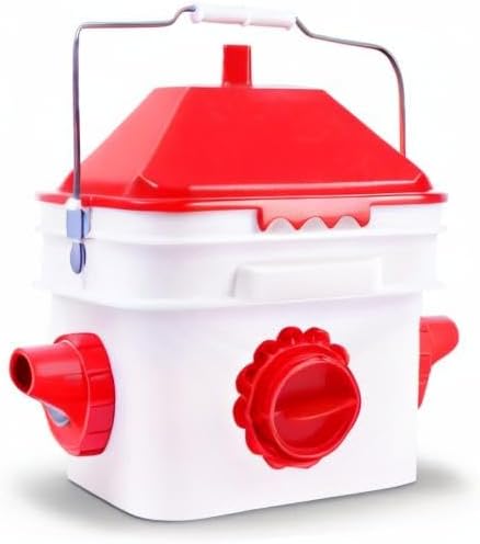 10 Pounds Chicken Feeder with 4 Ports, Rainproof Poultry Feeder for Up to 10 Adult Chickens or 15 Chicks (Patented Products)