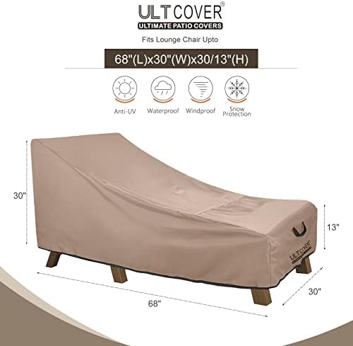 ULTCOVER Waterproof Patio Lounge Chair Cover Heavy Duty Outdoor Chaise Lounge Covers 2 Pack - 68L x 30W x 30H inch