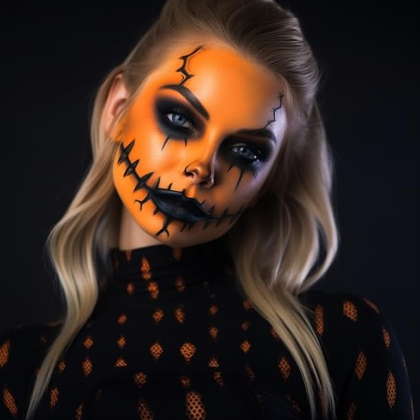 BOBISUKA Orange Face Body Paint, High Pigmented Face Painting Kit for Halloween Makeup, Scary Pumpkin, Tiger Cosplay, Costume, SFX Special Effect and Theme Parties(2.1 Fl.oz)