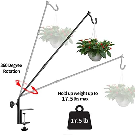 2 Pack Heavy Duty Deck Hook, 31 Inch Extended Adjustable, 360° Rotatable Arm Solid Rod, Solid Steel Deck Hangers for Hanging Bird Feeders, Plants, Planters, Suet Baskets, Lanterns, Wind Chime