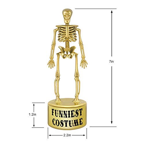 ORIENTAL CHERRY Halloween Party Supplies - Golden Best Costume Skeleton Trophies for Kids Adults Contest Awards Prizes - 4 Pack