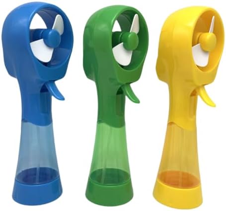 Deluxe Water Misting Fan Handheld Battery Powered Outdoor Spray Fans (Blue/Green/Yellow)