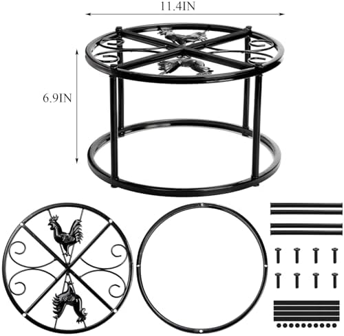 Cedilis 2 Pack Chicken Feeder Stand, Heavy Duty Iron Stand for Chicken Coop Poultry Feed and Water Buckets Indoor Outdoor, Black
