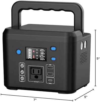 200W Portable Power Station, Powkey 120Wh/33,000mAh Power Bank with AC Outlet, 110V 6 Outputs Solar Generator External Battery Pack with LED Light for Home Use and Outdoor Camping