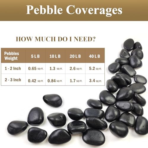5 Pounds Black Natural Decorative River Pebbles – 2-3 Inch Black Polished Decorative Pebbles for Garden Landscaping, Home Décor, Outdoor Paving River Rocks, Rocks for Painting