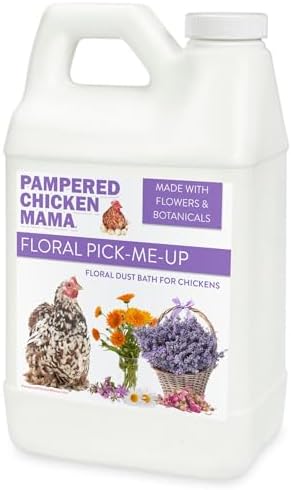 Pampered Chicken Mama Floral Dust Bath with Non-GMO Herbs: All Natural Poultry Supplies for Hens Who Love Bathing in Chicken Coops - Pick Me Up Floral Dust Bath (6 pounds)