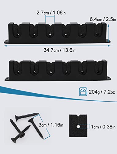 Ducurt Fishing Rod Rack Holders Wall-mounted Fish Pole Holder for Garage & Boat 6-Rod Storage Racks (Horizontal Black, 1 Pair)