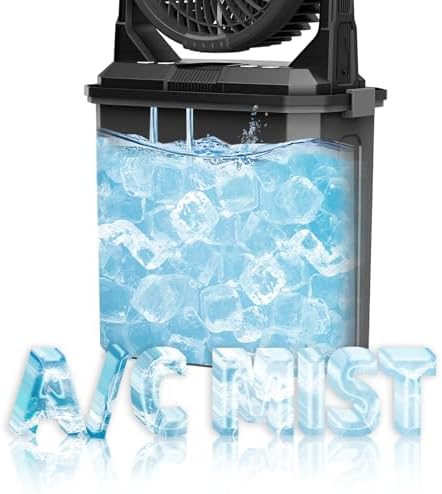 Portable Misting Fan with 9L Tank & 20,000mAh Battery - 3-Speed Outdoor Cooling for Patio, Camping, Golf Cart - 8H Mist, Lightweight 3.7lbs