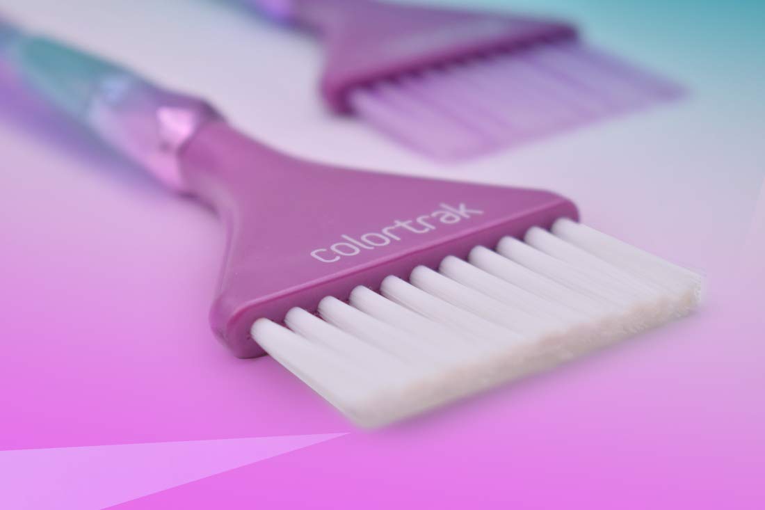 Colortrak The Aurora Collection Wide Color Brushes, Gem-Cut Handle, Tapered End, Stain-Free Metallic Finish, Matches Other The Aurora Collection Products, 2 Pack - 1xFirm Bristle, 1xFeather Bristle