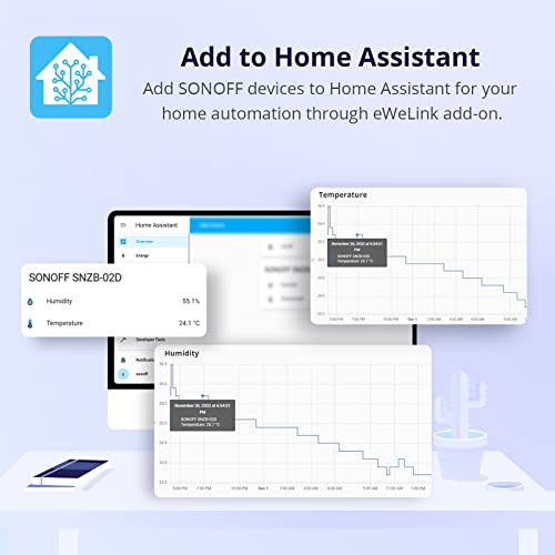 SONOFF Zigbee Indoor Temperature Humidity Sensor, SNZB-02D LCD Wireless Smart Thermometer Hygrometer, Compatible with Alexa & Google Home for Remote Monitoring and Home Automation, 2-Pack