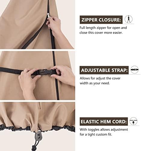 ULTCOVER Patio Parasol 600D Waterproof Outdoor Market Umbrella Cover - Fits Market Umbrella Up to 12 Feet