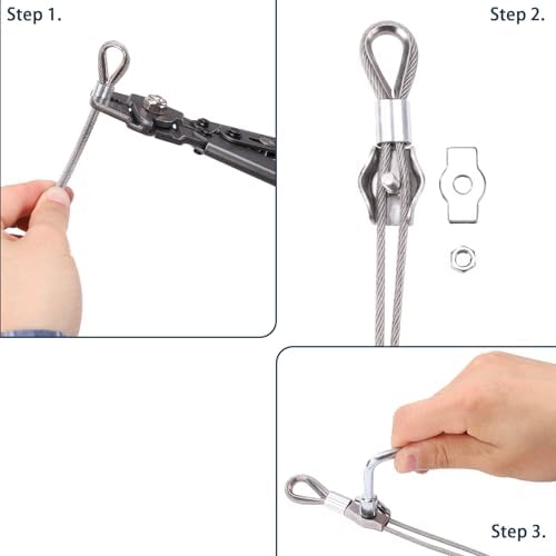 Shade Sail Hardware Kit 6 inch with 131FT 1/8" Wire Rope Kit for Triangle Rectangle Sun Shade Sail Outdoor Installation turnbuckles for Cables Wire for Outdoor,Garden,Kitchen,Craft,243PCS