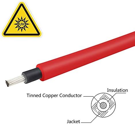 Renogy 20FT 10AWG Solar Panel Extension Cable with Male and Female Connectors, 20Ft. 10AWG, 1 Pair (Red and Black)