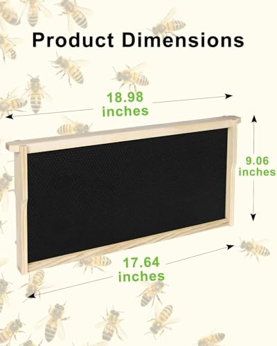 vensovo 10 Pack Bee Frames Deep - Bee Hive Frames and Wax Foundations Black Beehive Frams