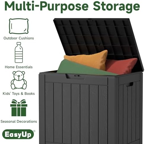 30 Gallon Resin Deck Box Waterproof, UV Resistant Outdoor Storage Box for Delivery, Patio, Garden,and Porch,Striped Black