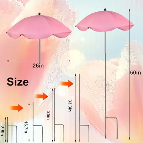 3 Pack Upgraded Plant Umbrellas for Outdoor Plants, Adjustable Garden Shade Umbrella 26" Larger Plants Shade Cover Umbrella Sun Protection for Potted Plants Garden Beds from Direct Sunlight