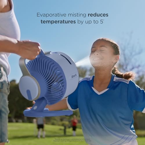 Shark FlexBreeze HydroGo Fan—Ultra-powerful portable fan with indoor + outdoor mist. Up to 70 feet of reach, corded & cordless, up to 12-hr. battery, 5 speeds, evaporative misting, Grey, FA052