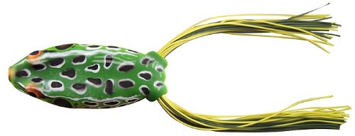 BOOYAH Poppin' Pad Crasher Topwater Bass Fishing Hollow Body Frog Lure with Weedless Hooks, Leopard Frog