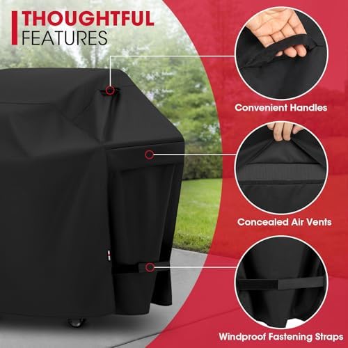 Unicook Outdoor Large Grill Cover 70 Inch, Heavy Duty Waterproof Gas Grill Cover for Outside, Fade Resistant Durable BBQ Protector, All Weather Protection for Backyard BBQs, Black