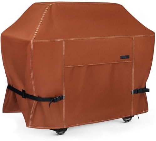NettyPro Gas BBQ Grill Cover 52 Inch 2-3 Burner 600D Heavy Duty Waterproof Outdoor Barbecue Cover for Weber, Char-Broil, Brinkmann, Nexgrill Grills and More, Brown
