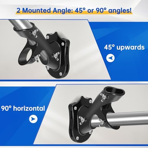 Anovo Flag Pole Kit- Stainless Steel 5 FT Flag Poles with1 Inch Metal 360° Rotating Flag Pole Rings Clip, Two-Position Flag Pole Holder Brackets Mounting for Outside House Outdoor Porch (5 FT - Black)