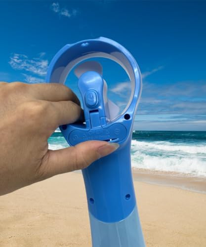 Deluxe Water Misting Fan Handheld Battery Powered Outdoor Spray Fans (Blue/Green/Yellow)