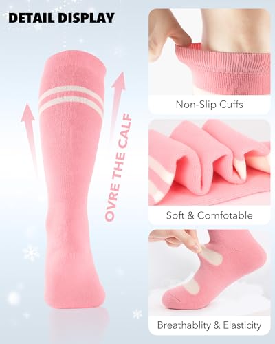 findway Kids Ski Socks, Knee-high Warm Winter Thermal Socks For Boys Girls Toddlers Skiing Snowboarding 2 Pairs