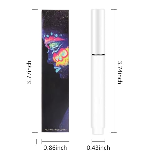 evpct Colorful UV Neon Liquid Eyeliner Pencil Pen, Rainbow Halloween Matte Colored Eyeliners Pencil Glow in Dark, Waterproof Long Lasting Highpigmented Delineador de ojos líquido de neón 01# White