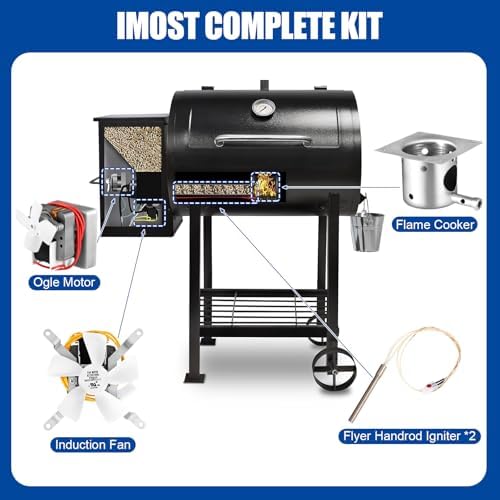 Upgrade Traeger & Pit Boss Grill Replacement Parts Kit - Auger Motor, Hot Rod Igniter with Fuse, Induction Fan, Burn Pot with Screws, Compatible with Most Traeger & Pit Boss Pellet Grills