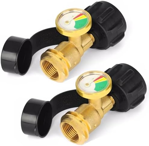 Propane Tank Gauge Level Indicator, 2 Pack Propane Gas Gauge for LP Propane Tank 5LB-40LB with QCC1/Type, Leak Detector for BBQ Gas Grill, RV Camper Accessories, Heater, Propane Application