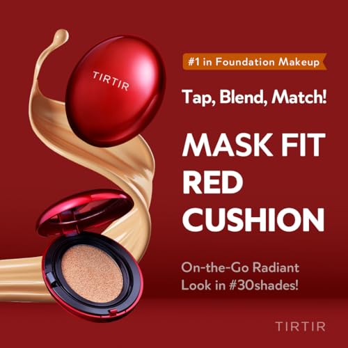 TIRTIR Mask Fit Red Cushion Foundation | Full coverage, Weightless, Skin fit, Satin Glow Finish, Korean Makeup Cushion Foundation (#27N Camel, 0.63 Fl Oz)