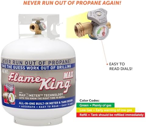 Flame King YSN230b 20 Pound Steel Propane Tank Cylinder with OPD Valve and Built-in Gauge, 20 lb Vertical